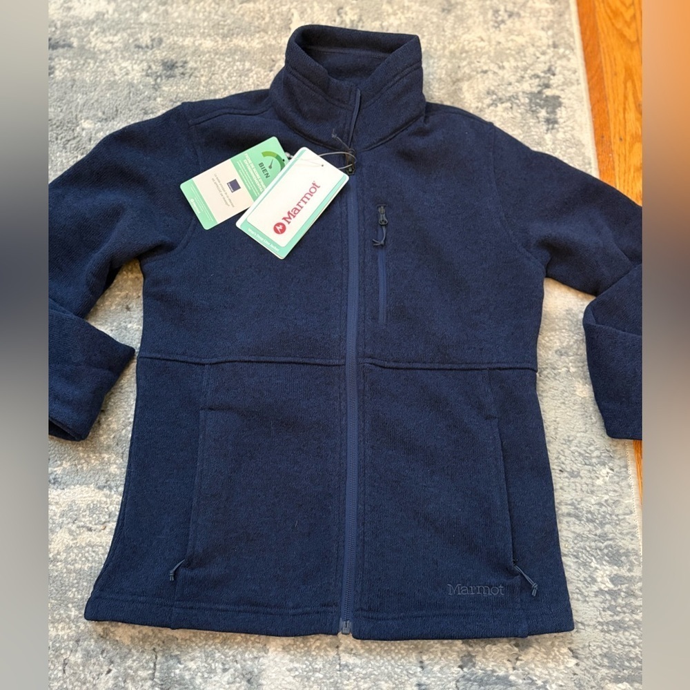 NWT! Marmot Drop Line Fleece Jacket SZ XS, Arctic Navy - Picture 5 of 14